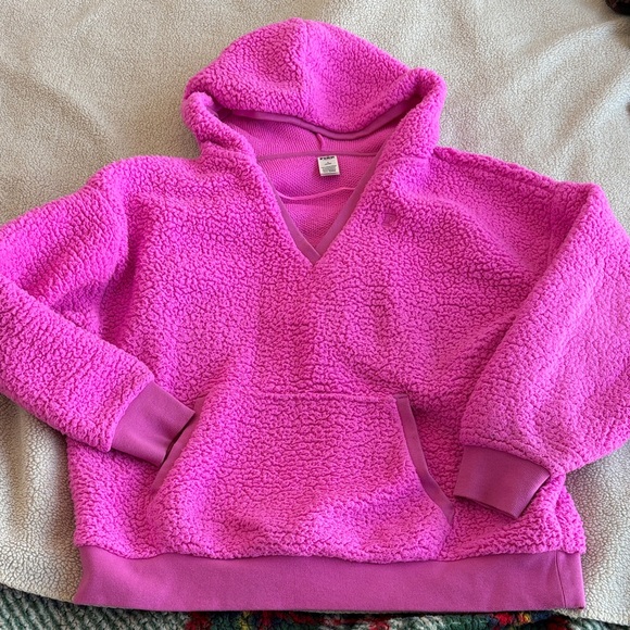 Victoria's Secret Tops - Victoria's Secret Pink Fleece Sherpa Neon Pink Hoodie